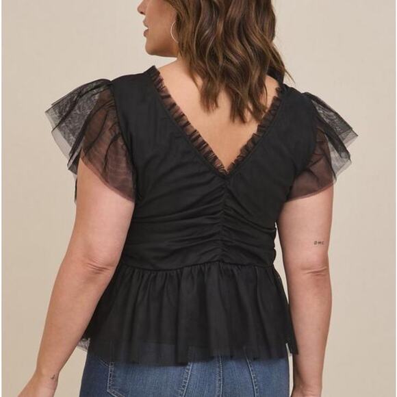 Torrid Black Mesh Ruffle Top 3X NWT 18859307 - Picture 2 of 16
